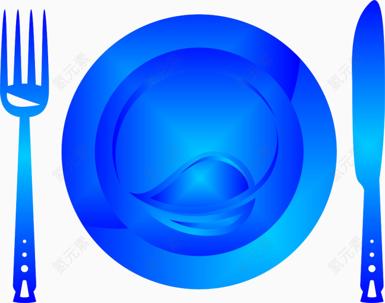 蓝色餐具组合