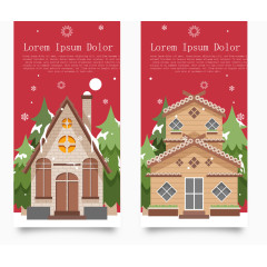 2款雪中的房屋矢量素材