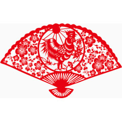 鸡年扇子剪纸素材