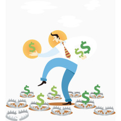 卡通扁平商务小人金钱