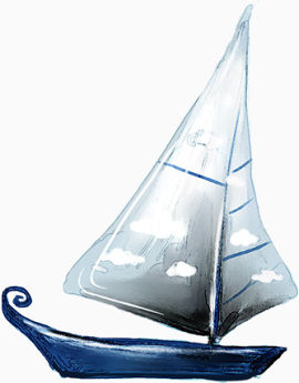 卡通手绘帆船