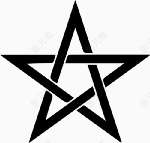 黑白单色手绘五角星线条