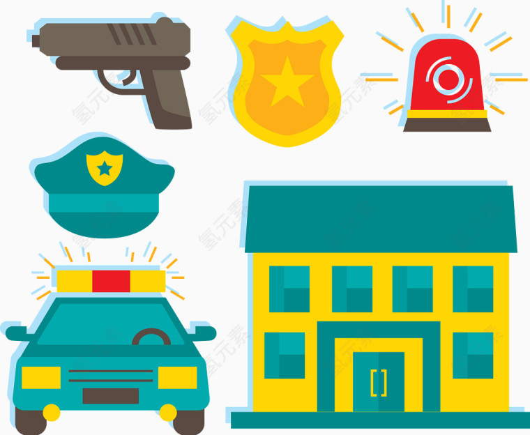 犯罪枪手枪帽子警察