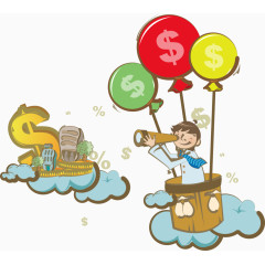 热气球上望远的男孩