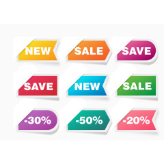 可爱彩色商品促销标签矢量素材