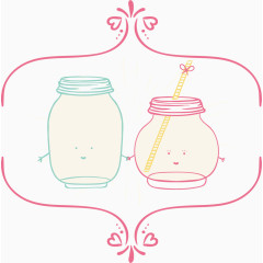 手绘文艺情侣杯子