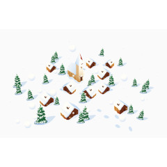 雪中村庄圣诞村庄矢量