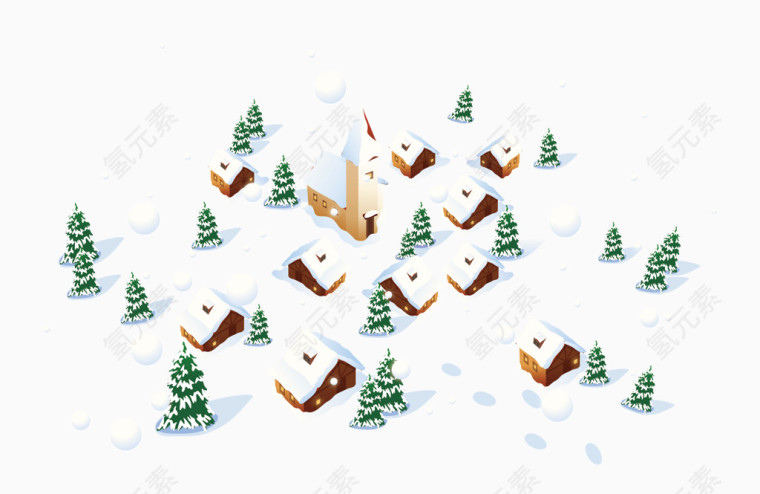 雪中村庄圣诞村庄矢量