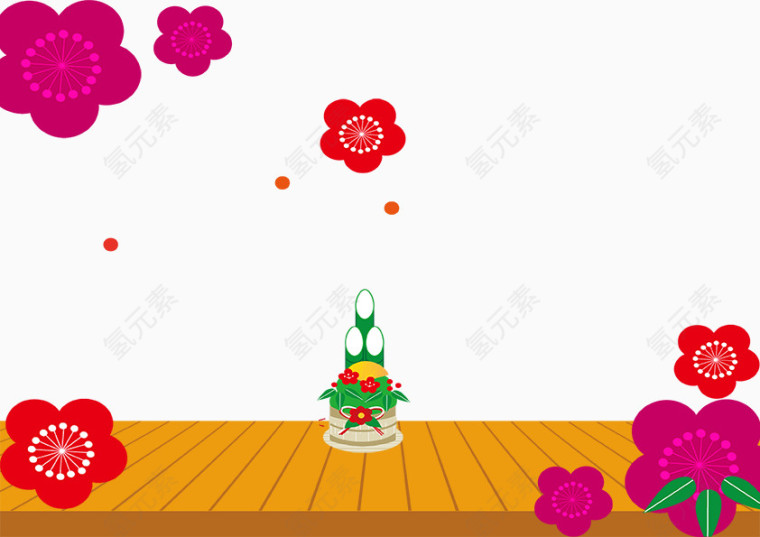 手绘木板富贵竹