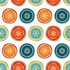 雪花纹装饰圆形无缝背景矢量素材