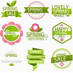 9款春天促销标签矢量