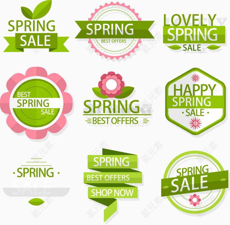 9款春天促销标签矢量