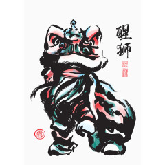 彩绘手绘舞狮