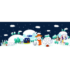 手绘冬天的雪景