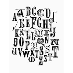 黑白立体线条优雅英文字母艺术字