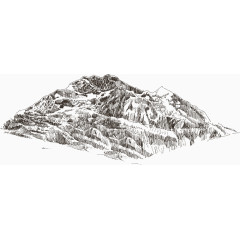 矢量方形的山雕刻插图