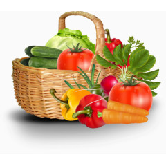 竹编手提篮瓜果素材