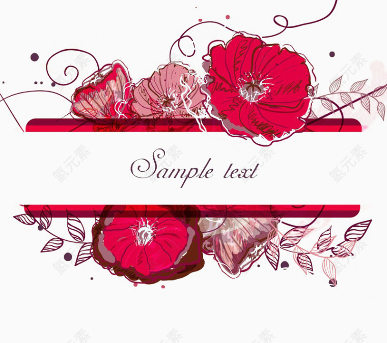 手绘线条花纹组合卡片