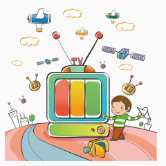 看电视的小男孩