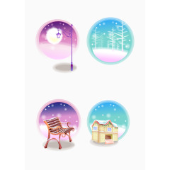 圣诞节风景元素矢量图