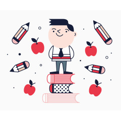 可爱卡通校园元素装饰图案