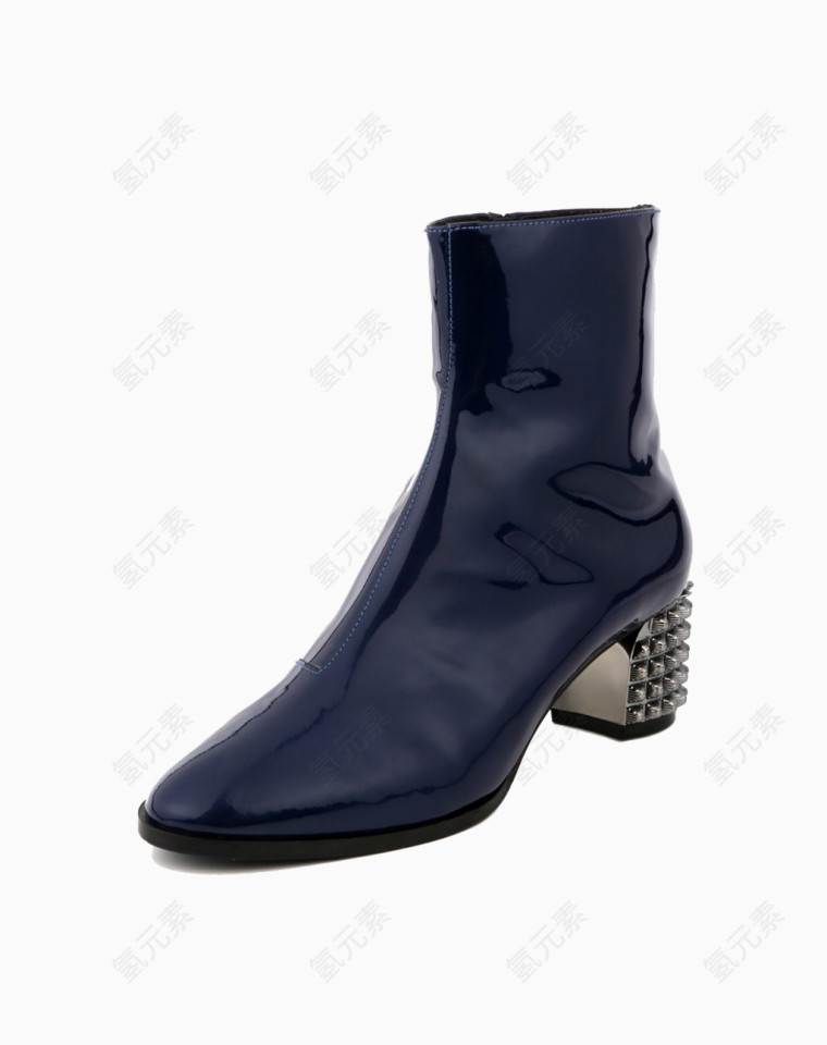 蓝色牛皮低筒靴子