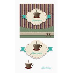 矢量咖啡茶杯邀请函