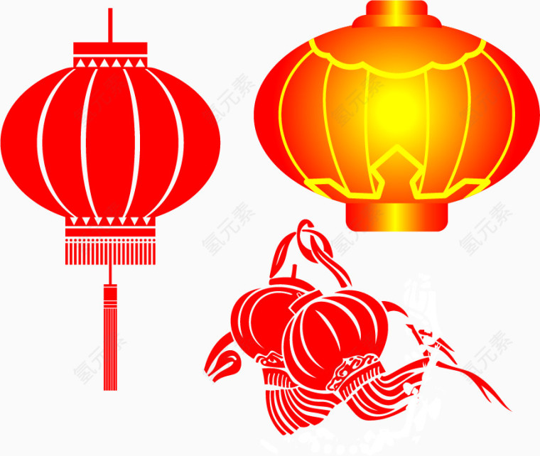 新年红色灯笼PNG矢量素材