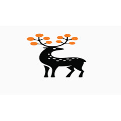 黑色简约剪影麋鹿