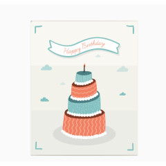 清新生日蛋糕祝福卡矢量素材