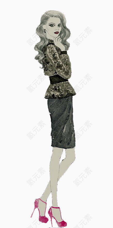 时尚彩绘女性插画