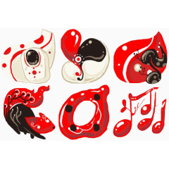 红白黑不规则图标元素