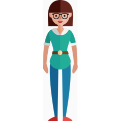 带眼镜短发女孩
