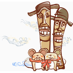 系蝴蝶结的矢量兔子