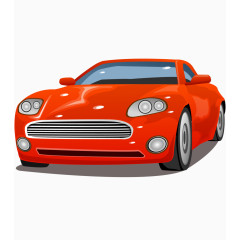 卡通红色小轿车矢量图