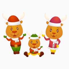 矢量圣诞节麋鹿家庭