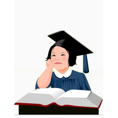 带着博士帽的小女孩