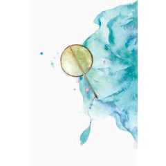 扇子水墨画免抠素材