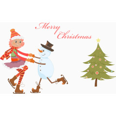 跳舞的圣诞雪人与女孩