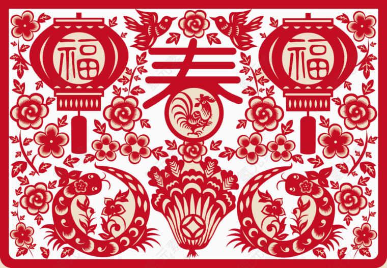中国风新春剪纸