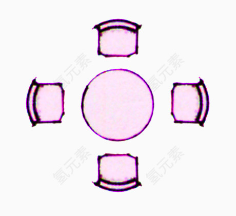 彩平图户型图手绘圆形餐桌