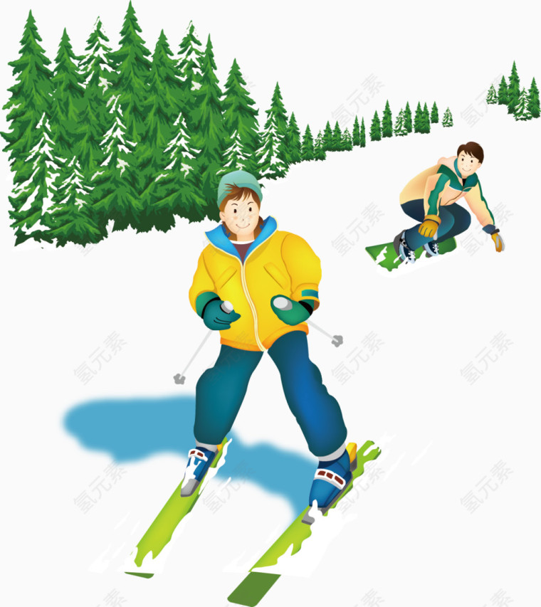滑雪男孩