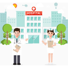 医院和医护人员矢量素材