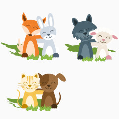 矢量狐狸和兔子