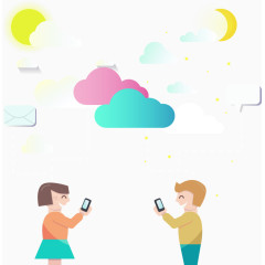 矢量云彩与小孩