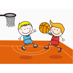 卡通小孩打篮球素材图片