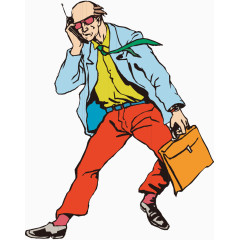 手绘卡通彩色打电话白领男人