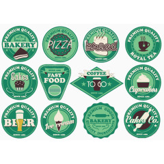 绿色快餐食品饮料标签矢量素材