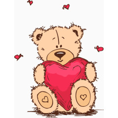 红色心形卡通小熊图案