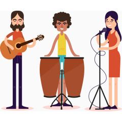 卡通3个音乐表演者乐队矢量图